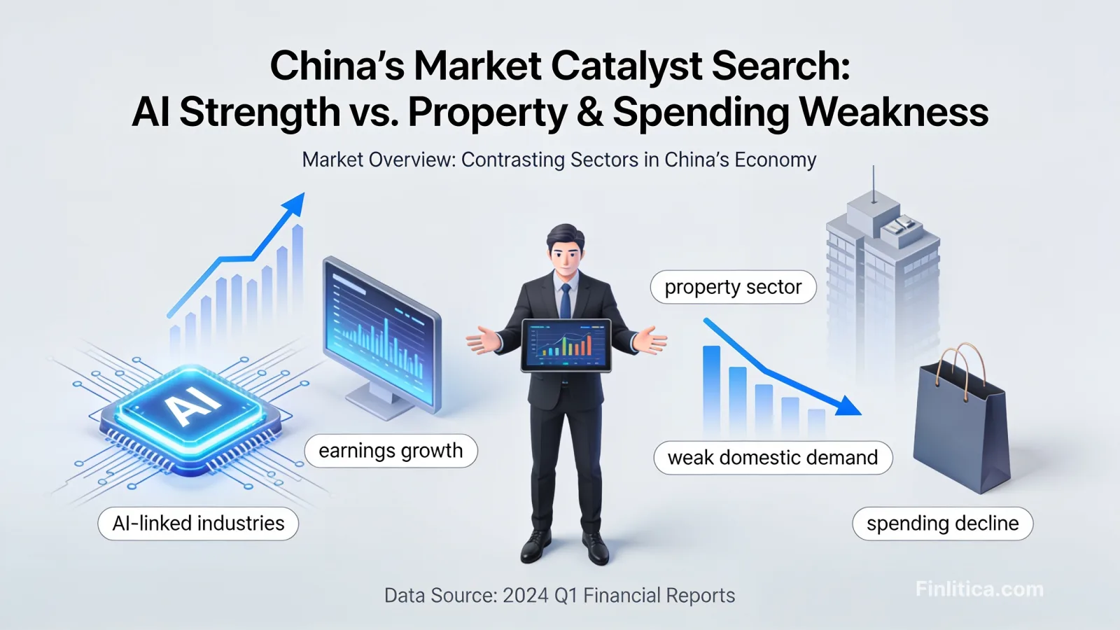 China’s market searches for a broad catalyst as AI strength contrasts with weak property and spending