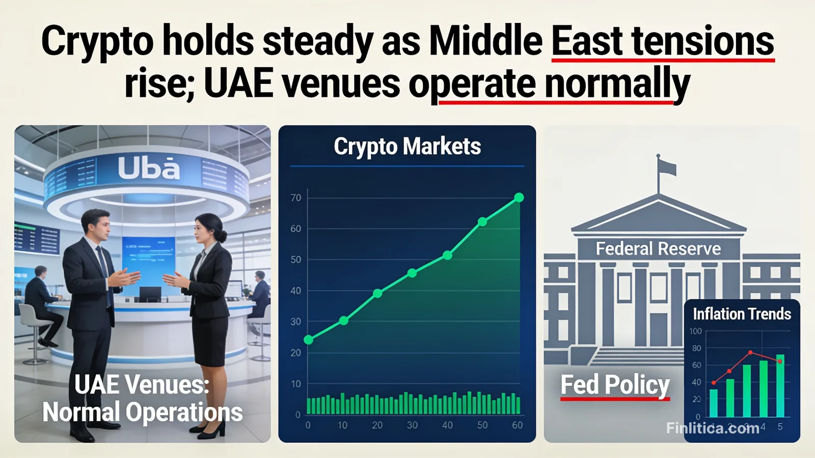 Crypto holds steady as Middle East tensions rise; UAE venues operate normally