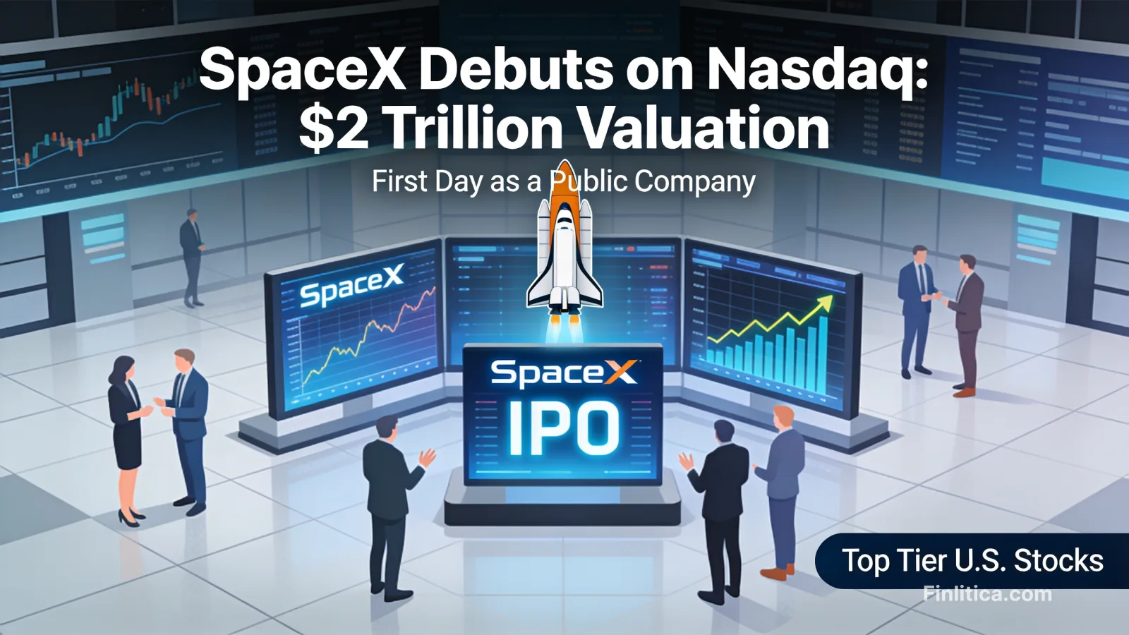 SpaceX debuts on Nasdaq at $2 trillion valuation, vaulting into the top tier of U.S. stocks